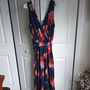 Anna & Sarah Co. Navy and Red Floral Jumpsuit